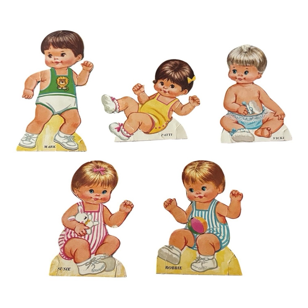 Vintage Baby Paper Dolls Mark Patti Vicki Susie Robbie Die Cut Lot of 5 READ